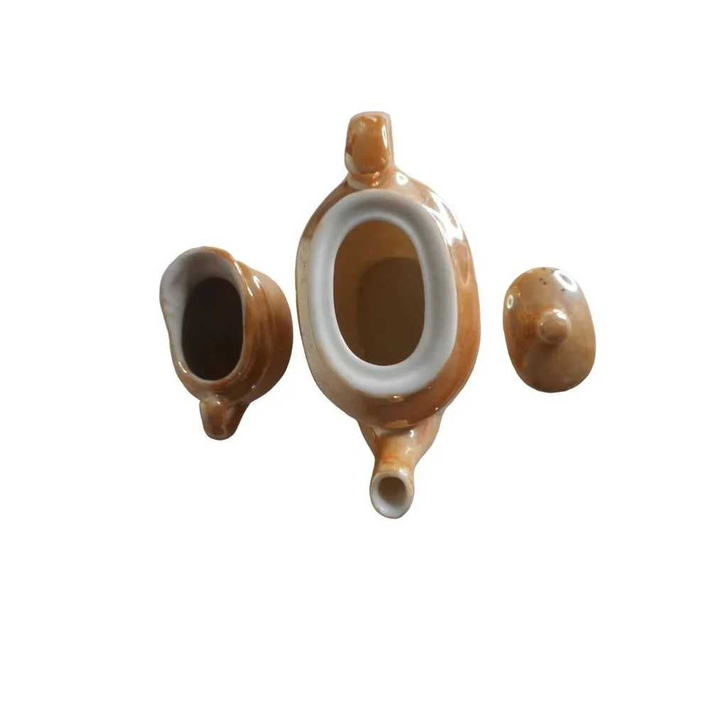 Vintage 10 piece Japan peach lusterware child's tea set with dragon - Picture 12 of 12